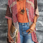 Leopard Patchwork Open Front Cardigan