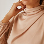 Mock Neck Ruffled Asymmetrical Dress