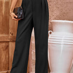 Pleated Detail Straight Leg Pants