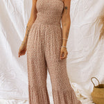 Floral Spaghetti Strap Smocked Wide Leg Jumpsuit