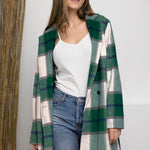Double Take Full Size Plaid Button Up Lapel Collar Coat
