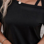 Crisscross Asymmetrical Neck Short Sleeve Top