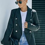 Double-Breasted Padded Shoulder Blazer