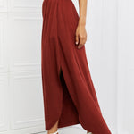Zenana It's My Time Full Size Side Scoop Scrunch Skirt in Dark Rust