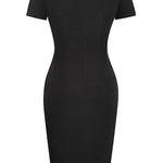 Two-Tone Round Neck Short Sleeve Slit Dress