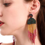 Beaded Fringe Dangle Earrings