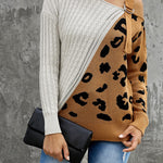 Leopard  Block Turtleneck Sweater