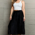 Ninexis Accordion Pleated Flowy Midi Skirt