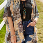 Leopard Patchwork Open Front Cardigan