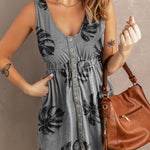 Printed Button Down Sleeveless Dress