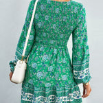 Bohemian V-Neck Balloon Sleeve Dress