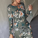 Floral Cutout Tie Cuff Mini Dress