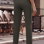 Ankle-Length Straight Leg Pants with Pockets