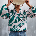 Printed Tie Neck Puff Sleeve Blouse