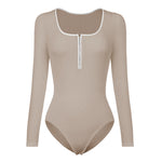 Contrast Trim Ribbed Long Sleeve Bodysuit