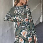 Floral Cutout Tie Cuff Mini Dress