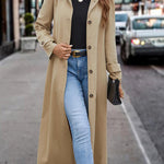 Collared Neck Button Front Trench Coat