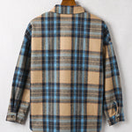 Plaid Curved Hem Shirt Jacket with Breast Pockets