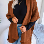 Horizontal Ribbing Open Front Slit Cardigan