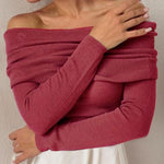 Off-Shoulder Long Sleeve Sweater