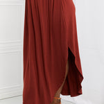 Zenana It's My Time Full Size Side Scoop Scrunch Skirt in Dark Rust