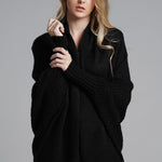 Dolman Sleeve Open Front Ribbed Trim Longline Cardigan