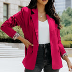 Rose Leopard Lining One-Button Lapel Collar Blazer