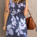 Printed Button Down Sleeveless Dress
