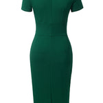 Round Neck Tie Front Short Sleeve Buttoned Dress