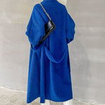 Double-Breasted Belted Lapel Collar Sherpa Coat
