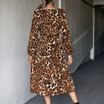 Animal Print Belted Midi Dress