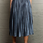 Ninexis Accordion Pleated Flowy Midi Skirt