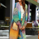 Gradient Button Down Duster Cardigan with Pockets