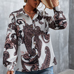 Printed Button Down Long Sleeve Shirt