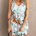 Printed Button Down Sleeveless Dress