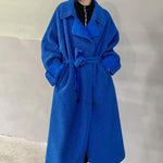 Double-Breasted Belted Lapel Collar Sherpa Coat