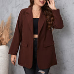 Plus Size Lapel Collar Long Sleeve Blazer