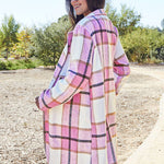 Double Take Full Size Plaid Button Up Lapel Collar Coat