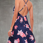 Floral Surplice Backless Dress