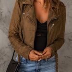 Vegan Suede Zip Detail Jacket