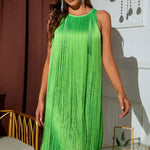 Sleeveless Round Neck Fringe Dress
