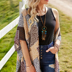 Leopard Patchwork Open Front Cardigan