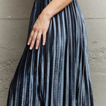 Ninexis Accordion Pleated Flowy Midi Skirt