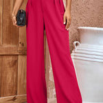 Pleated Detail Straight Leg Pants