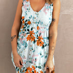 Printed Button Down Sleeveless Dress